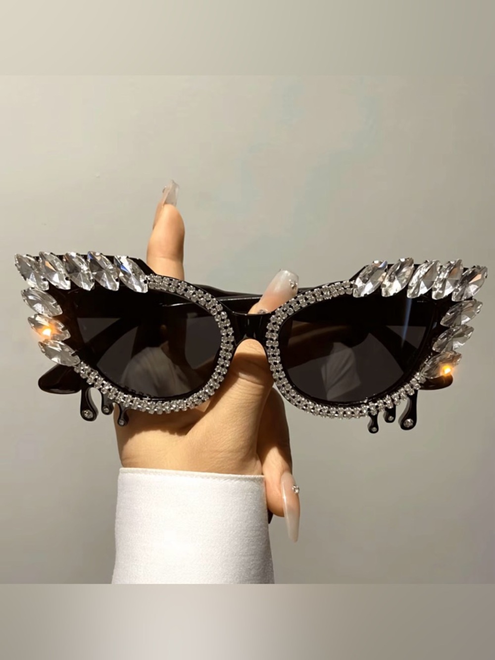 Glam Rhinestone Cat Eye Sunglasses.